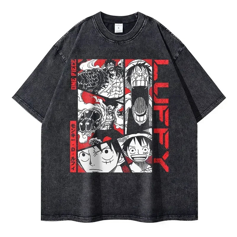Roronoa Zoro T-shirts One P-Piece T-shirt Vintage Washed Anime Streetwear Oversized L-Luffy Manga Tops Tees 100% Cotton - One Piece Merchandise - Free Shipping Buy Now