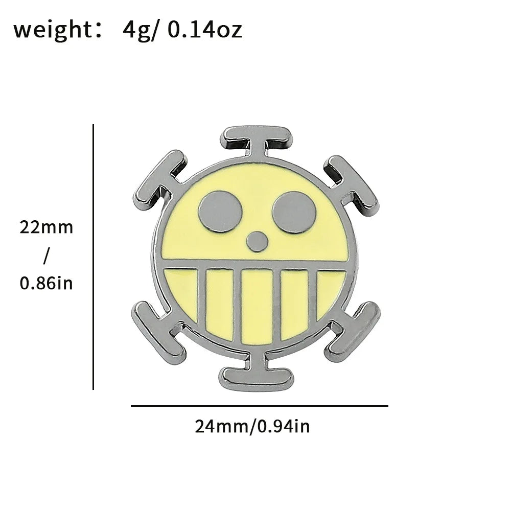 One Piece Emaille-Broschen Cartoon Luffy Zoro Nami Chopper Sanji Lysop Anime Actionfiguren Metallabzeichen Rucksack Anstecknadeln Spielzeug