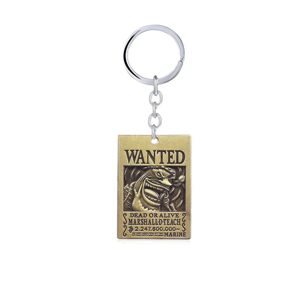Porte-clés en métal avec affiche de recherche One Piece, Luffy Ace, Sanji, Nami, Robin, Zoro, Chopper, Trafalgar Law, pendentifs pour voiture