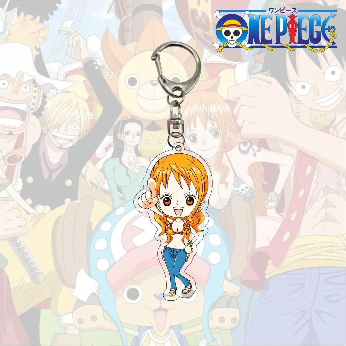 Anime One Piece Trafalgar Law Charlotte Katakuri Nico Robin Nami Chopper Lysop Acryl Schlüsselanhänger Schlüsselanhänger Anhänger Figur Geschenke
