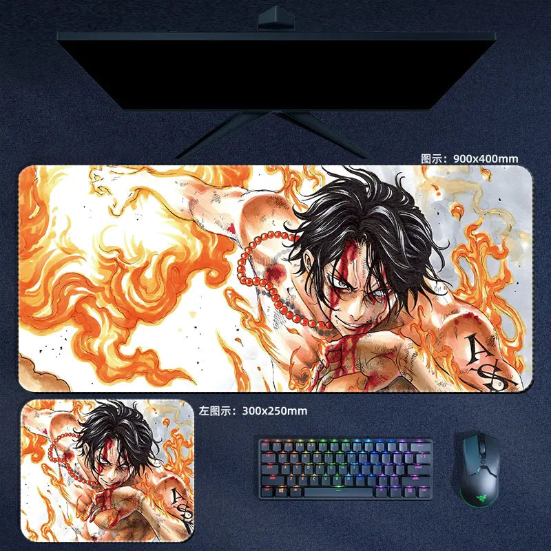 One Piece Mauspad Luffy Zoro Sanji Robin Nami Law Anime Manga PU Leder Mauspad Computer Tastatur Pad Zubehör Schreibtischunterlage