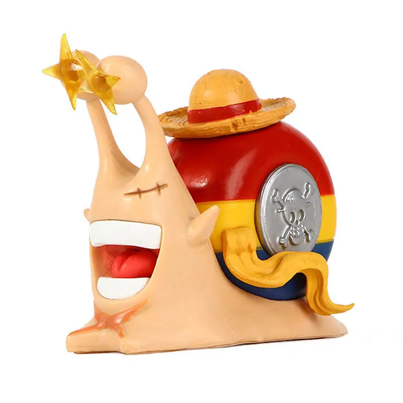 One Piece Den Den Mushi Anime Figur Luffy Ace Zoro Law Buggy Manga Statue PVC Action Figur Sammlung Modell Spielzeug Puppe Geschenk