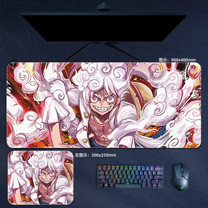 One Piece Mauspad Luffy Zoro Sanji Robin Nami Law Anime Manga PU Leder Mauspad Computer Tastatur Pad Zubehör Schreibtischunterlage