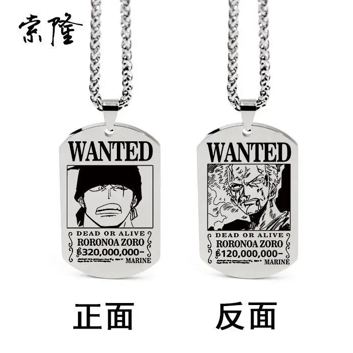 Anime One Piece Necklace Luffy Ace Chopper Zoro Sanji Wanted Pendant Men Women Couples Necklace Fashion Accessories Xmas gift - One Piece Merchandise - Free Shipping Buy Now
