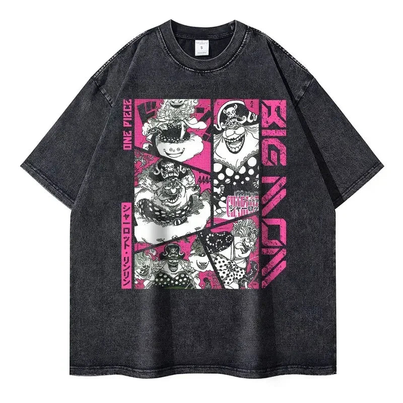 Roronoa Zoro T-shirts One P-Piece T-shirt Vintage Washed Anime Streetwear Oversized L-Luffy Manga Tops Tees 100% Cotton - One Piece Merchandise - Free Shipping Buy Now