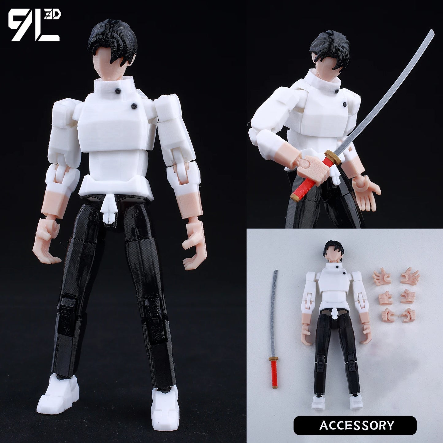 9L 3D-gedruckte Roronoa Zoro One Piece Lucky Dummy, 13 bewegliche Shapeshift-Actionfiguren, Schaufensterpuppen-Spielzeug für Anime-Liebhaber