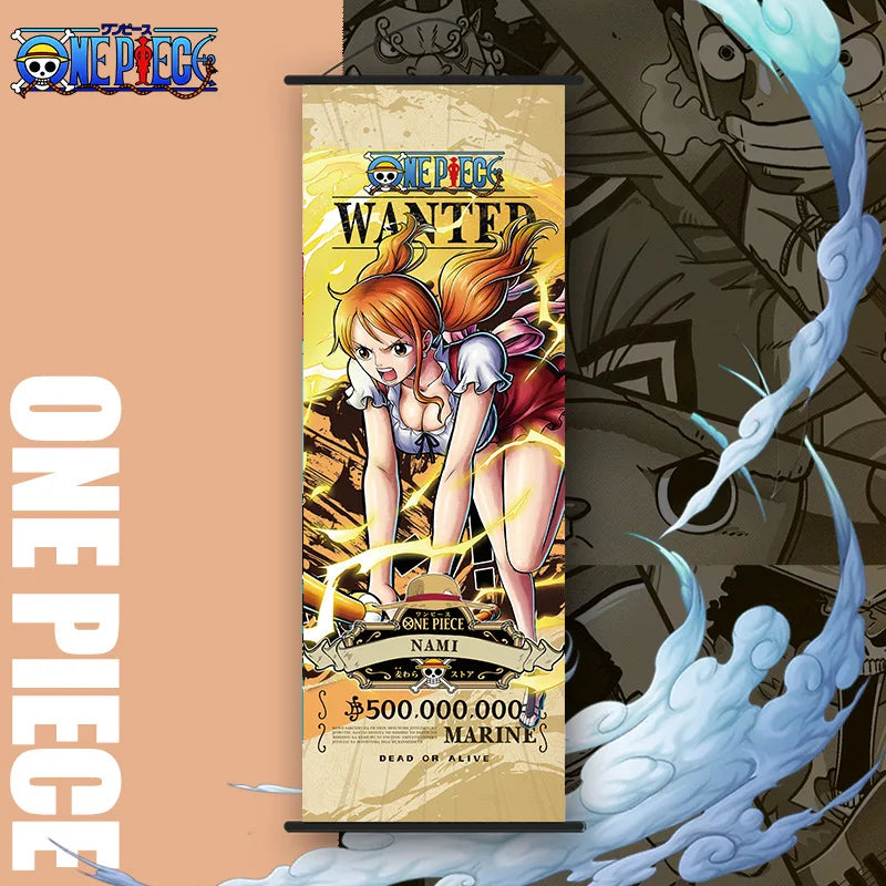 Bandai One Piece Poster Hängendes Bild Luffy Nami Zoro Zweidimensionale Peripherie-Tapeten-Dekoration Scroll Poster 25*70cm