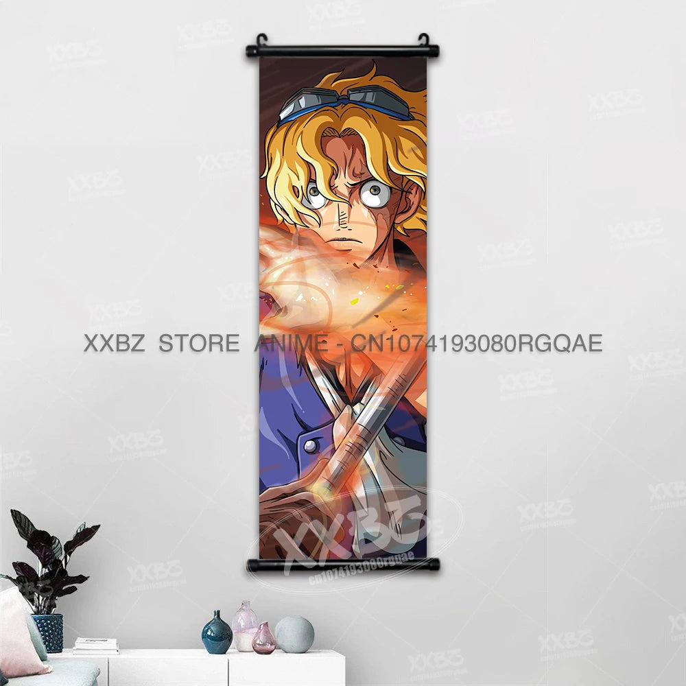 ONE PIECE Scrolls Pictures Sabo Wall Art Kid Pirates Anime Posters Nico Robin Hanging Painting Trafalgar D.Water Law Home Decor