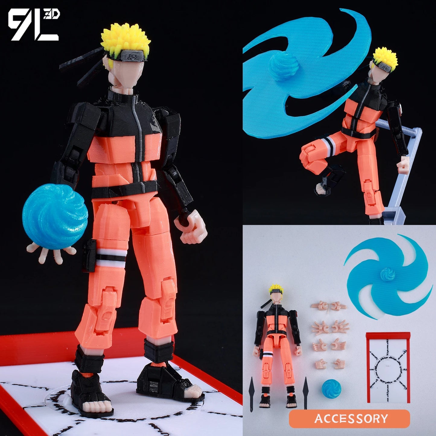 9L 3D-gedruckte Roronoa Zoro One Piece Lucky Dummy, 13 bewegliche Shapeshift-Actionfiguren, Schaufensterpuppen-Spielzeug für Anime-Liebhaber