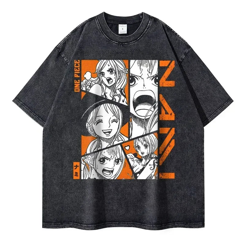 Roronoa Zoro T-shirts One P-Piece T-shirt Vintage Washed Anime Streetwear Oversized L-Luffy Manga Tops Tees 100% Cotton - One Piece Merchandise - Free Shipping Buy Now