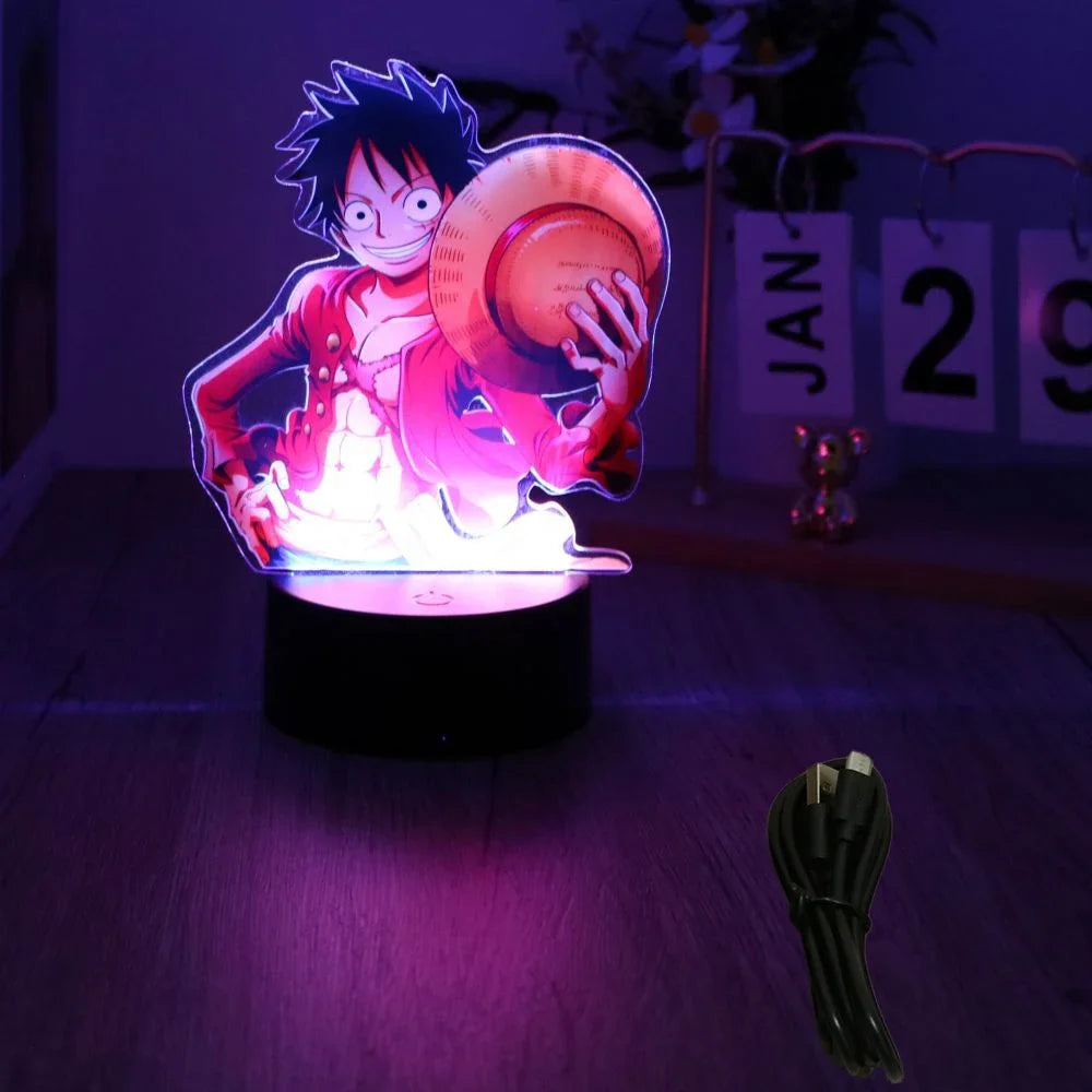 Actions Figure One Piece Luffy Zoro Anime Figures 3D Lamp PVC Action Collection Model Toys LED Night Light Kid Christmas Gift - One Piece Merchandise - Free Shipping Buy Now