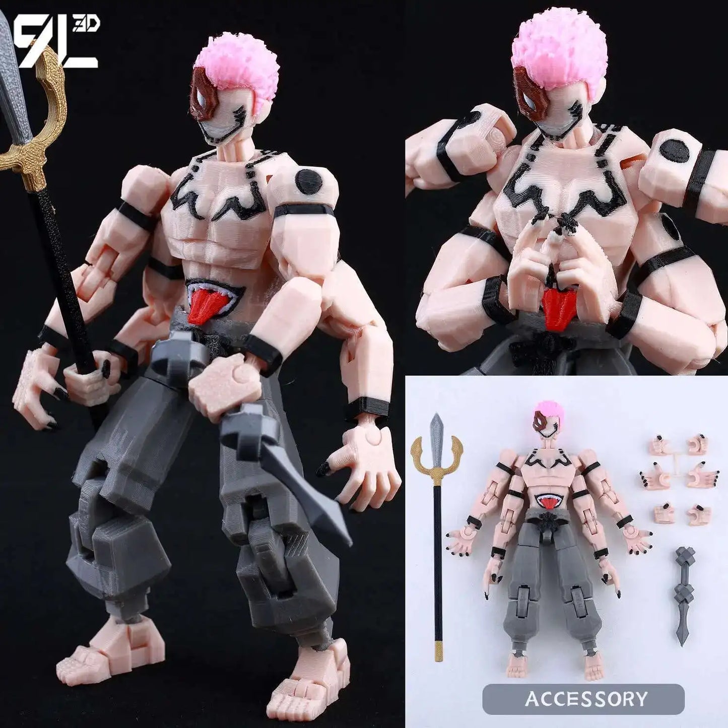 9L 3D-gedruckte Roronoa Zoro One Piece Lucky Dummy, 13 bewegliche Shapeshift-Actionfiguren, Schaufensterpuppen-Spielzeug für Anime-Liebhaber