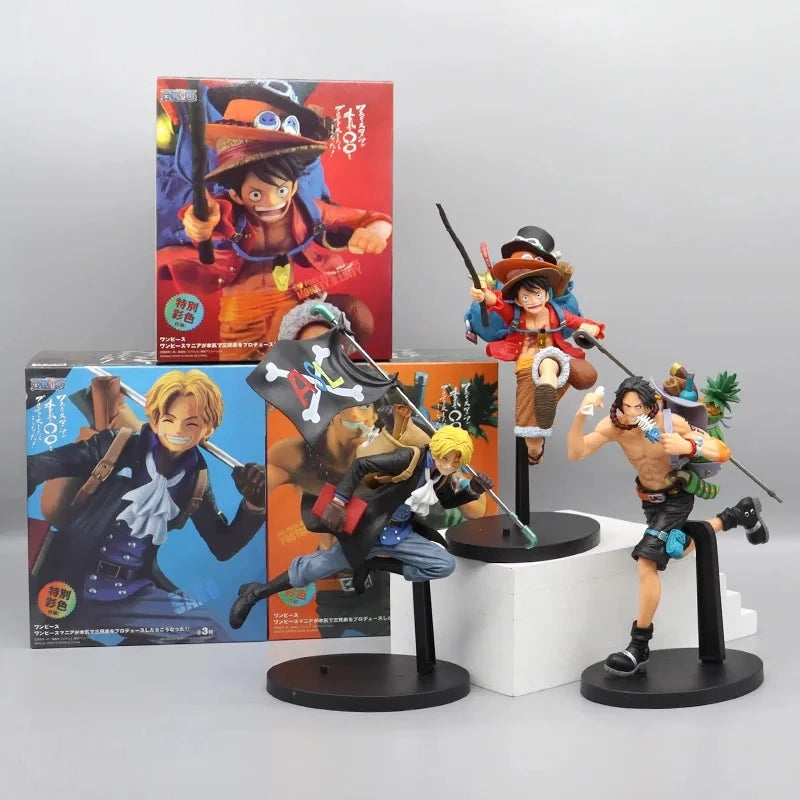 17cm One Piece Anime Figure Running Sabo Backpack Portgas D Ace Monkey D Luffy Action Figure Collection Model Ornaments Toy Gift - One Piece Merchandise - Free Shipping Buy Now