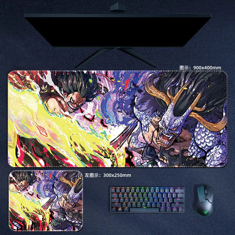 One Piece Mauspad Luffy Zoro Sanji Robin Nami Law Anime Manga PU Leder Mauspad Computer Tastatur Pad Zubehör Schreibtischunterlage