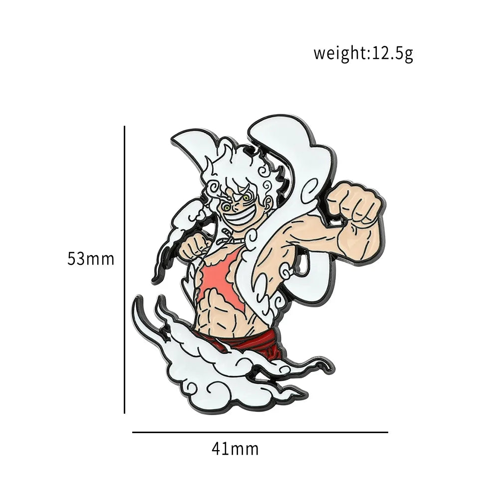 One Piece Emaille-Broschen Cartoon Luffy Zoro Nami Chopper Sanji Lysop Anime Actionfiguren Metallabzeichen Rucksack Anstecknadeln Spielzeug