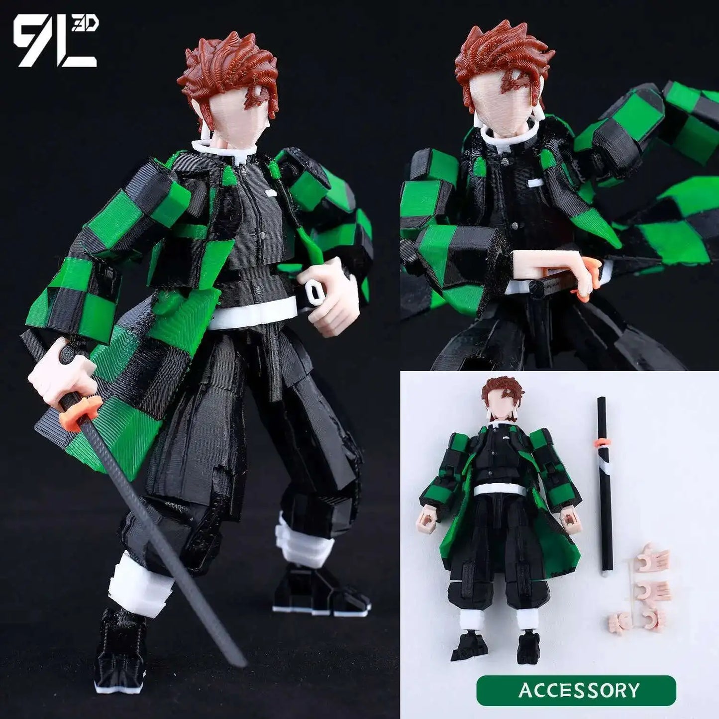 9L 3D-gedruckte Roronoa Zoro One Piece Lucky Dummy, 13 bewegliche Shapeshift-Actionfiguren, Schaufensterpuppen-Spielzeug für Anime-Liebhaber