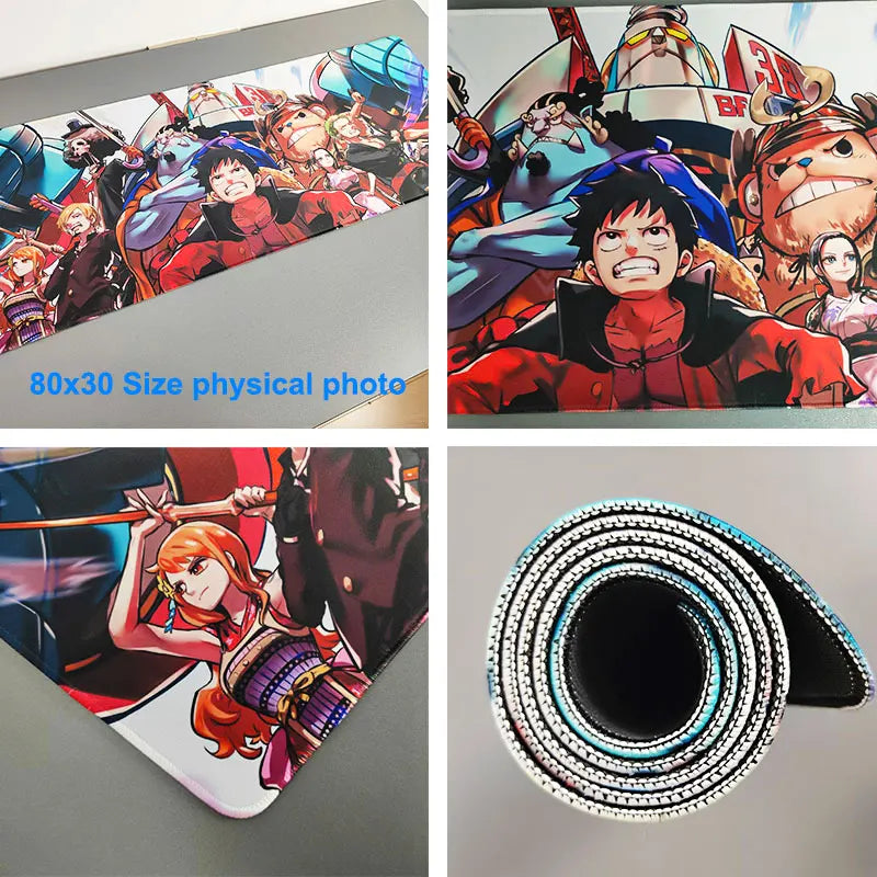 One Piece Mauspad Luffy Zoro Sanji Robin Nami Law Anime Manga PU Leder Mauspad Computer Tastatur Pad Zubehör Schreibtischunterlage