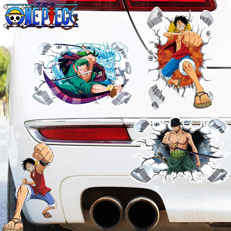 One Piece Luffy Autofensteraufkleber Anime Zoro Heckscheibenaufkleber Dekorative Aufkleber Cartoon Auto Scratch Masking Film Geschenke