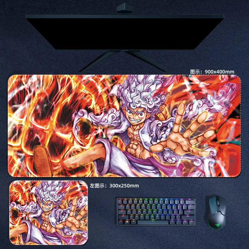 One Piece Mauspad Luffy Zoro Sanji Robin Nami Law Anime Manga PU Leder Mauspad Computer Tastatur Pad Zubehör Schreibtischunterlage