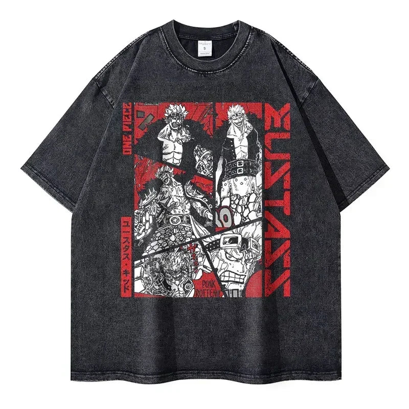 Roronoa Zoro T-shirts One P-Piece T-shirt Vintage Washed Anime Streetwear Oversized L-Luffy Manga Tops Tees 100% Cotton - One Piece Merchandise - Free Shipping Buy Now