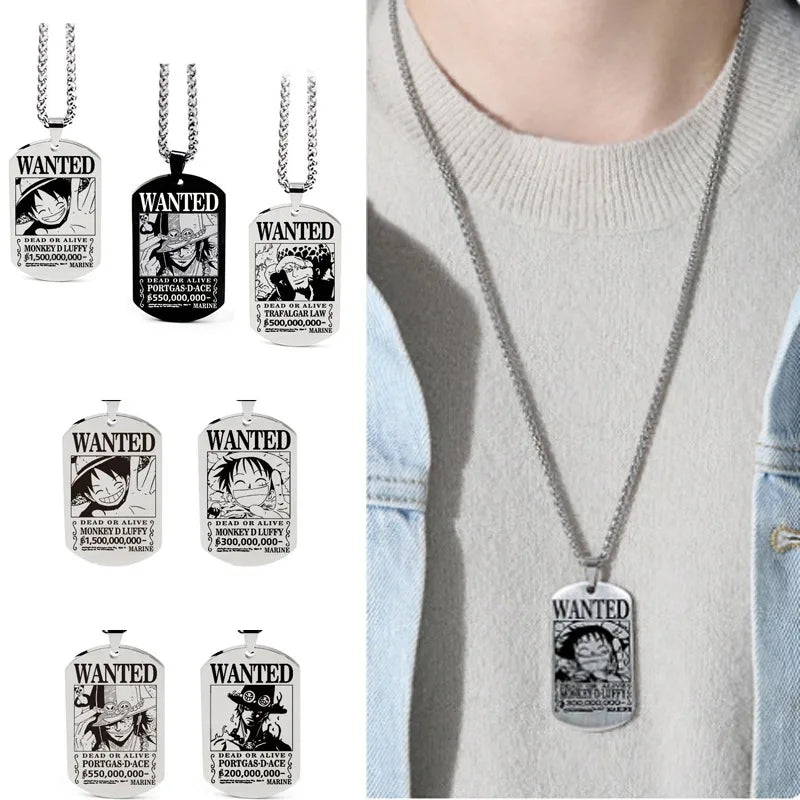 Anime One Piece Necklace Luffy Ace Chopper Zoro Sanji Wanted Pendant Men Women Couples Necklace Fashion Accessories Xmas gift - One Piece Merchandise - Free Shipping Buy Now