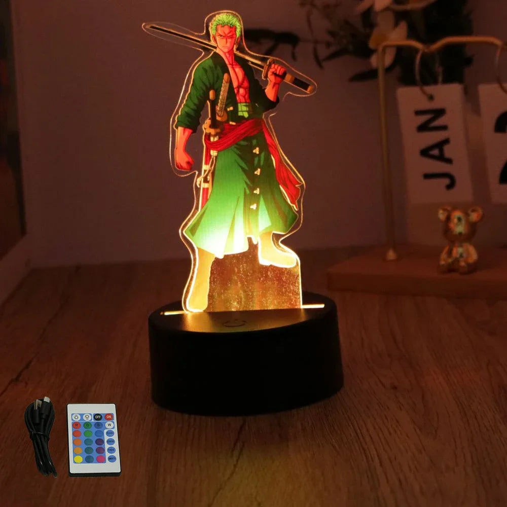 Actions Figure One Piece Luffy Zoro Anime Figures 3D Lamp PVC Action Collection Model Toys LED Night Light Kid Christmas Gift - One Piece Merchandise - Free Shipping Buy Now