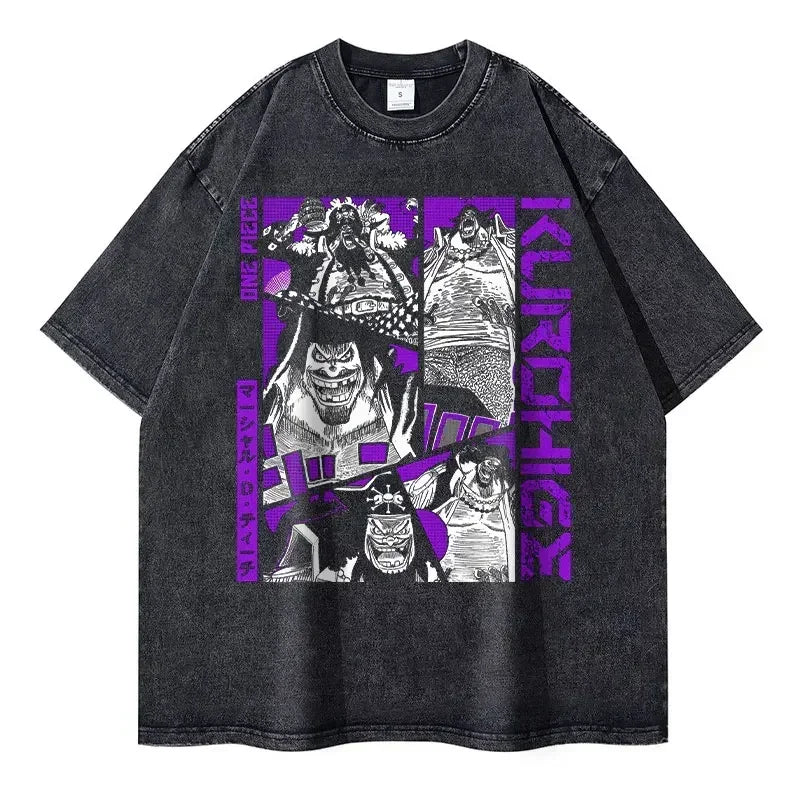 Roronoa Zoro T-shirts One P-Piece T-shirt Vintage Washed Anime Streetwear Oversized L-Luffy Manga Tops Tees 100% Cotton - One Piece Merchandise - Free Shipping Buy Now