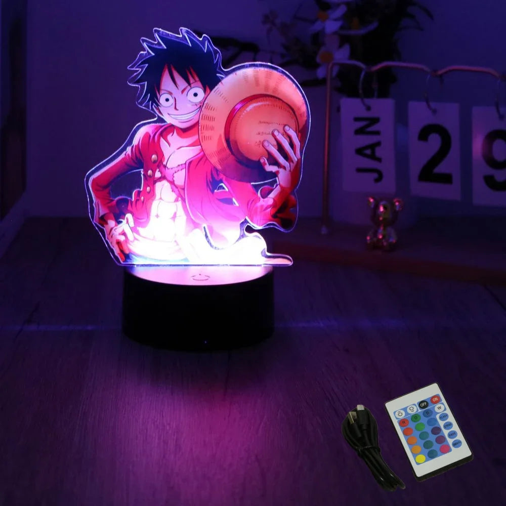 Actions Figure One Piece Luffy Zoro Anime Figures 3D Lamp PVC Action Collection Model Toys LED Night Light Kid Christmas Gift - One Piece Merchandise - Free Shipping Buy Now