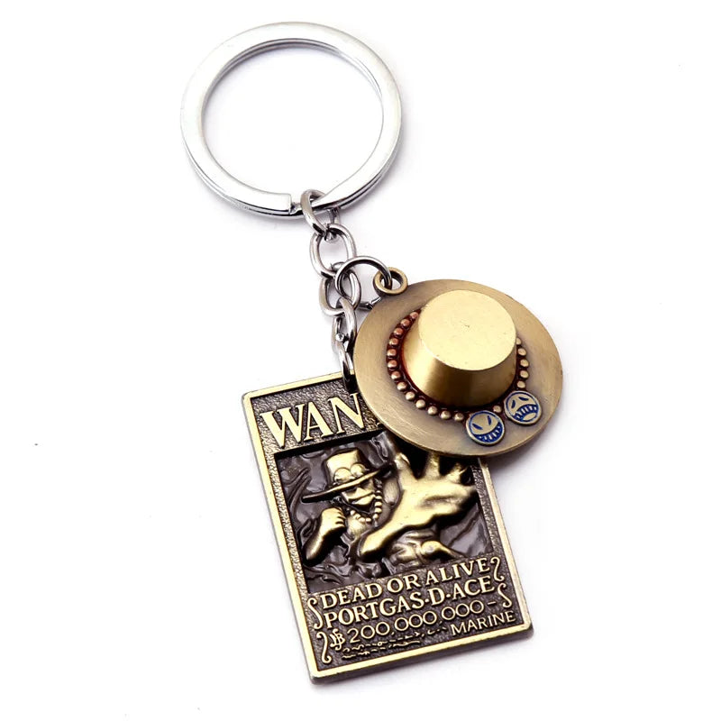 Porte-clés en métal avec affiche de recherche One Piece, Luffy Ace, Sanji, Nami, Robin, Zoro, Chopper, Trafalgar Law, pendentifs pour voiture