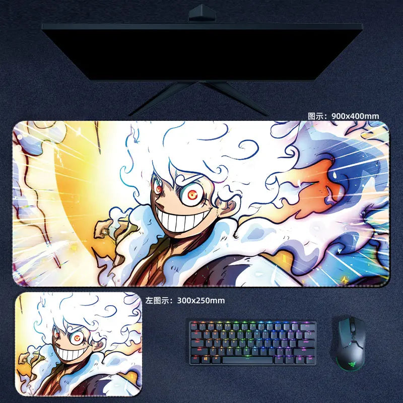 One Piece Mauspad Luffy Zoro Sanji Robin Nami Law Anime Manga PU Leder Mauspad Computer Tastatur Pad Zubehör Schreibtischunterlage