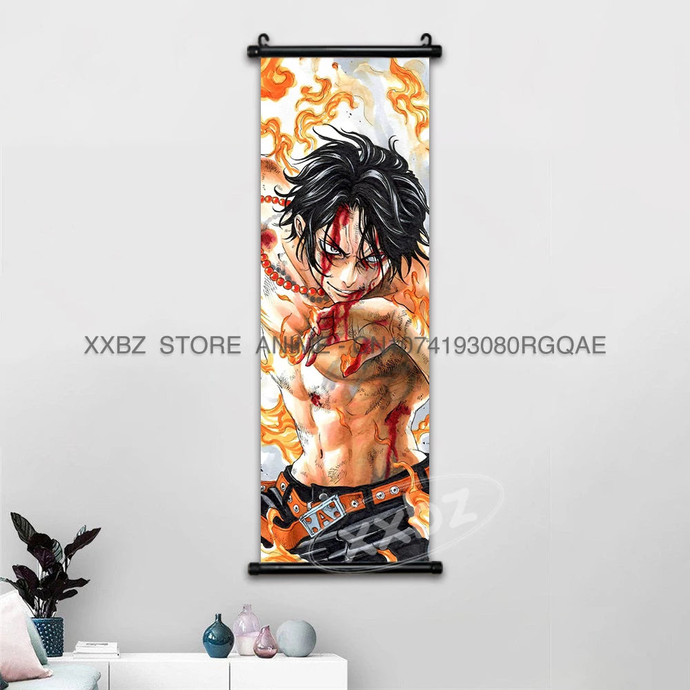 ONE PIECE Scrolls Picture Anime Canvas Hanging Painting Luffy Poster Zoro Home Decor Nami Wall Art Ace Cartoon Robin wallpaper - One Piece Merchandise - Free Shipping Buy Now