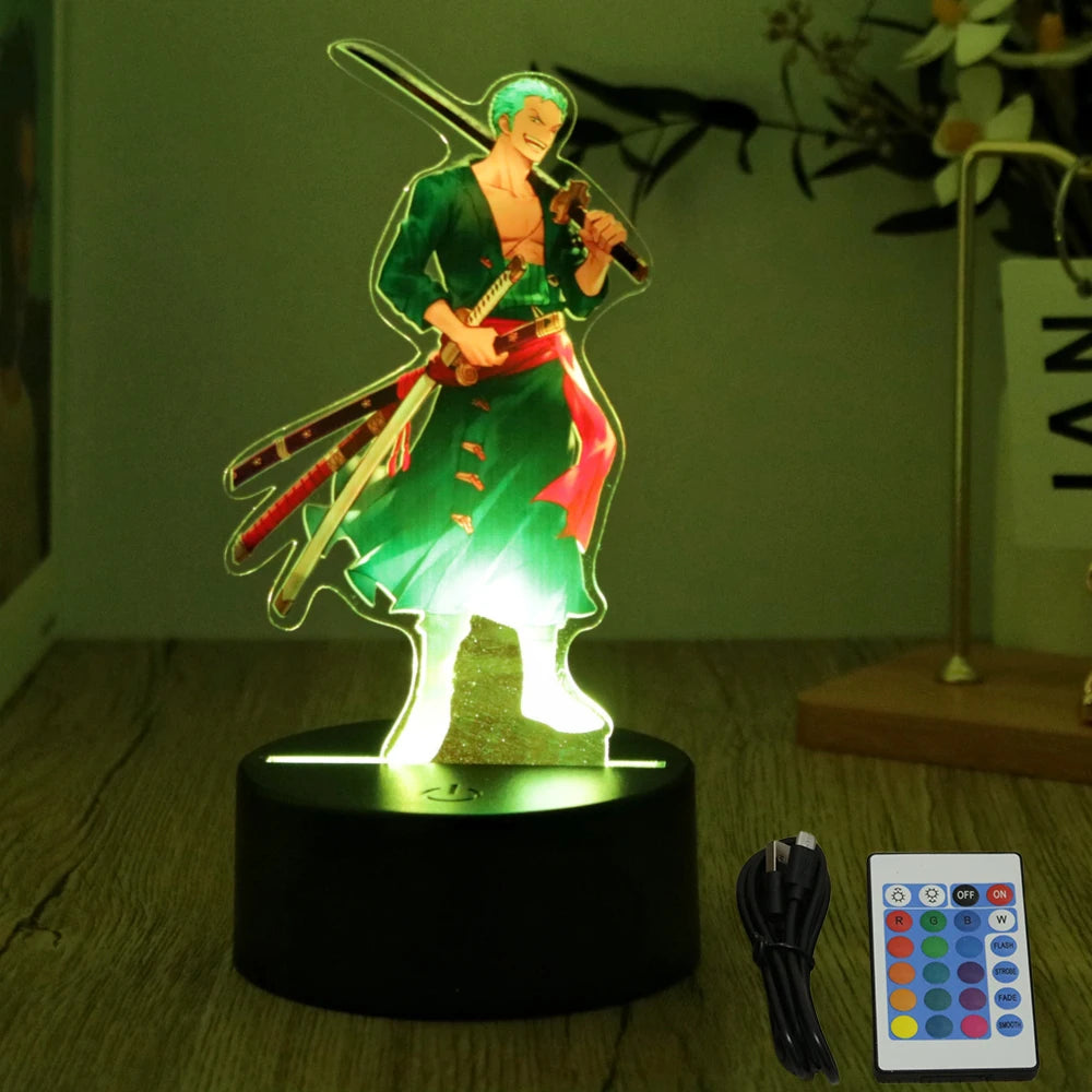 Actions Figure One Piece Luffy Zoro Anime Figures 3D Lamp PVC Action Collection Model Toys LED Night Light Kid Christmas Gift - One Piece Merchandise - Free Shipping Buy Now