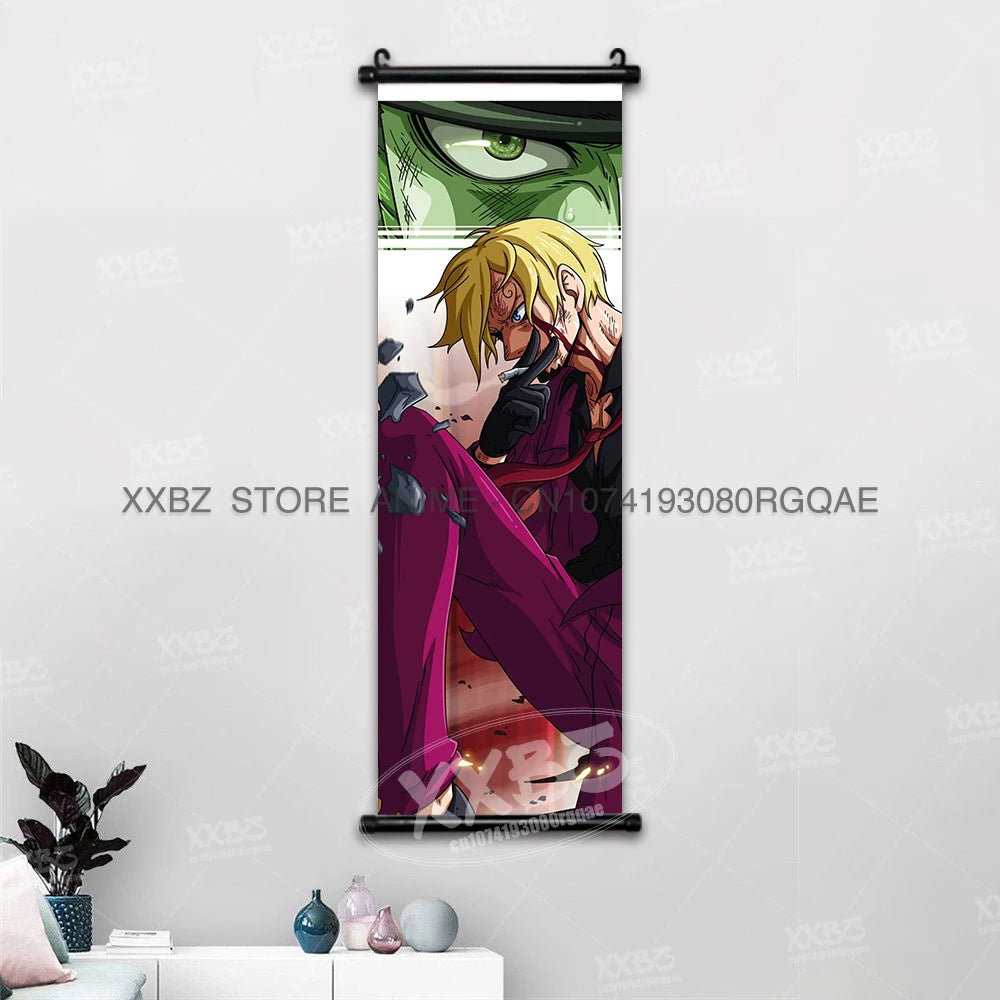 ONE PIECE Scrolls Pictures Sabo Wall Art Kid Pirates Anime Posters Nico Robin Hanging Painting Trafalgar D.Water Law Home Decor