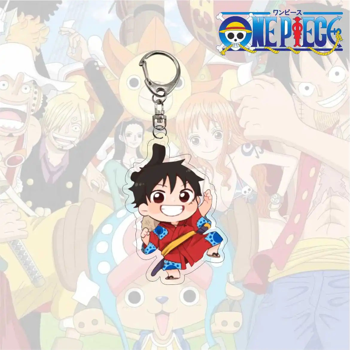 Anime One Piece Trafalgar Law Charlotte Katakuri Nico Robin Nami Chopper Lysop Acryl Schlüsselanhänger Schlüsselanhänger Anhänger Figur Geschenke