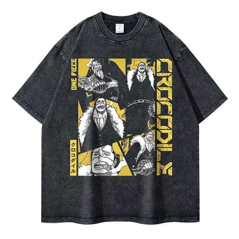 Roronoa Zoro T-shirts One P-Piece T-shirt Vintage Washed Anime Streetwear Oversized L-Luffy Manga Tops Tees 100% Cotton - One Piece Merchandise - Free Shipping Buy Now