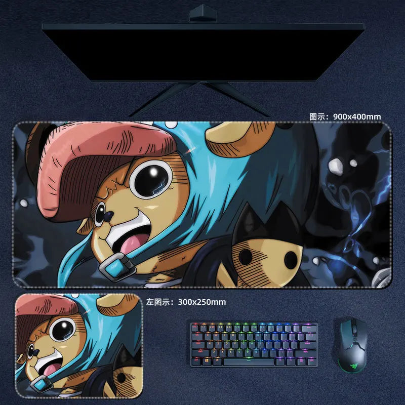 One Piece Mauspad Luffy Zoro Sanji Robin Nami Law Anime Manga PU Leder Mauspad Computer Tastatur Pad Zubehör Schreibtischunterlage