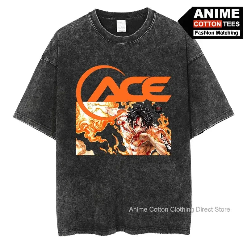 Portgas·D· Ace T Shirt Anime ONE PIECE Graphic Print T-shirt Y2k Harajuku Fashion Unisex Streetwear Tops Cotton Vintage Tees - One Piece Merchandise - Free Shipping Buy Now