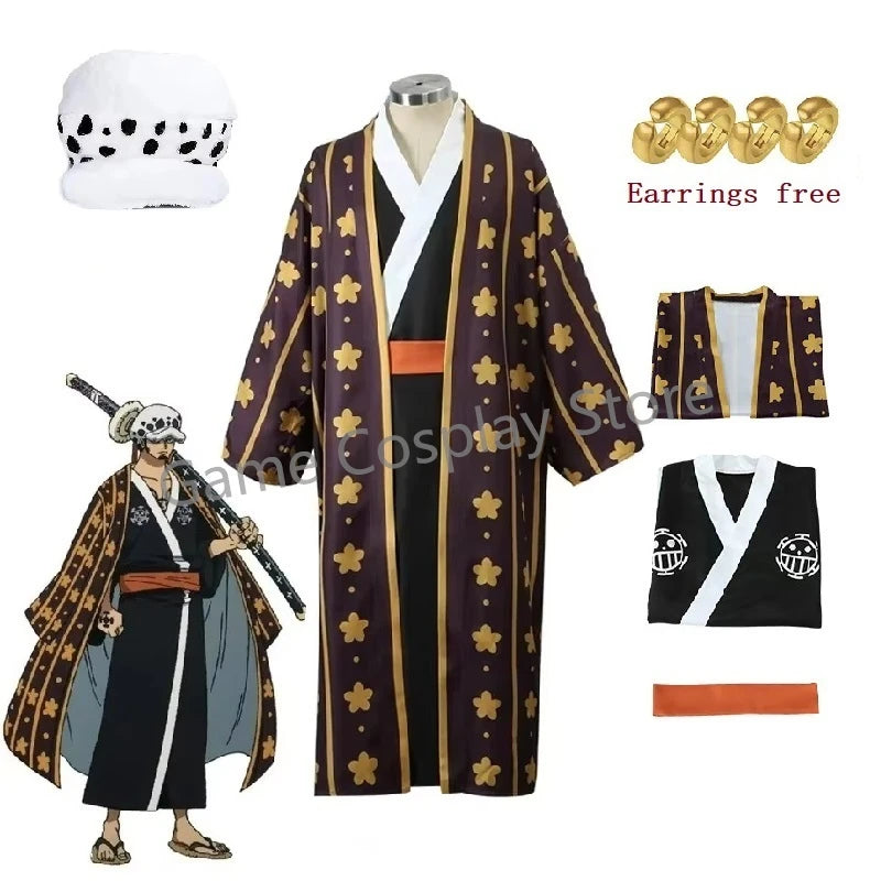 Trafalgar Law Cosplay Costume Anime Figures Digital Printing Kimono Uniform Full Set Halloween Carnival Party Suit Man - One Piece Merchandise - Free Shipping Buy Now