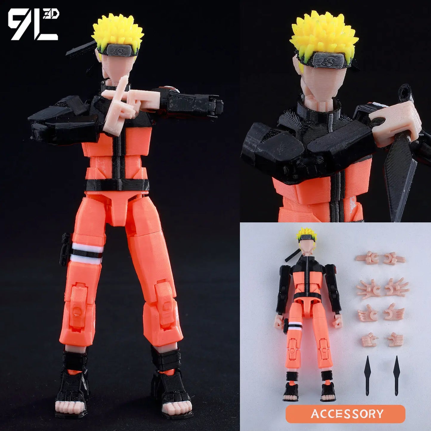 9L 3D-gedruckte Roronoa Zoro One Piece Lucky Dummy, 13 bewegliche Shapeshift-Actionfiguren, Schaufensterpuppen-Spielzeug für Anime-Liebhaber
