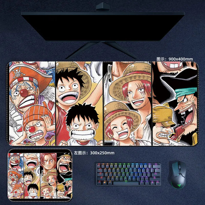One Piece Mauspad Luffy Zoro Sanji Robin Nami Law Anime Manga PU Leder Mauspad Computer Tastatur Pad Zubehör Schreibtischunterlage