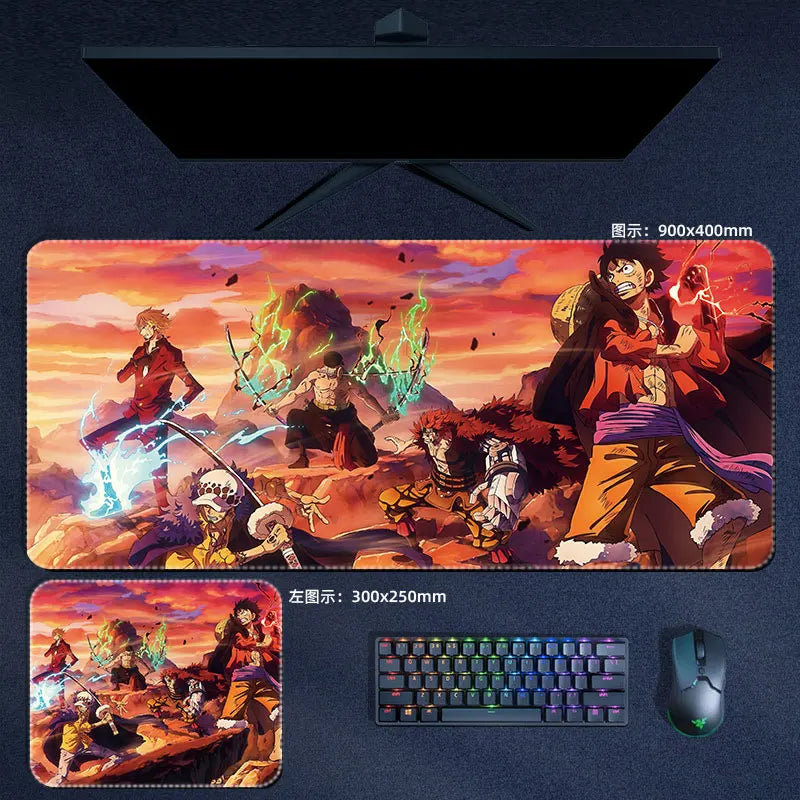 One Piece Mauspad Luffy Zoro Sanji Robin Nami Law Anime Manga PU Leder Mauspad Computer Tastatur Pad Zubehör Schreibtischunterlage
