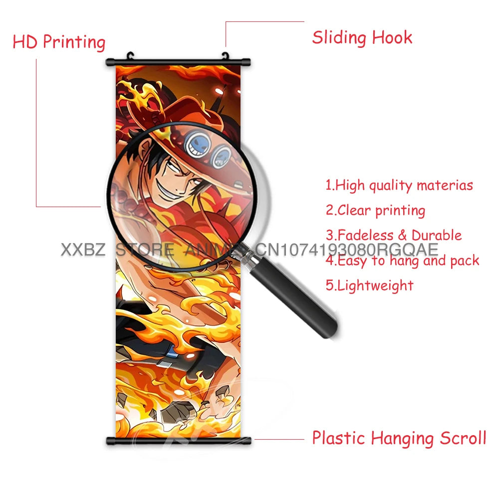 ONE PIECE Scrolls Picture Anime Canvas Hanging Painting Luffy Poster Zoro Home Decor Nami Wall Art Ace Cartoon Robin wallpaper - One Piece Merchandise - Free Shipping Buy Now