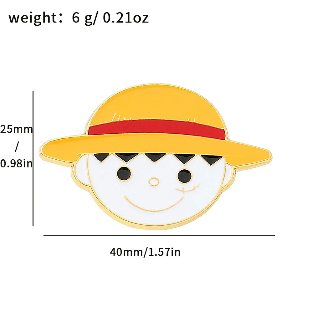 One Piece Emaille-Broschen Cartoon Luffy Zoro Nami Chopper Sanji Lysop Anime Actionfiguren Metallabzeichen Rucksack Anstecknadeln Spielzeug