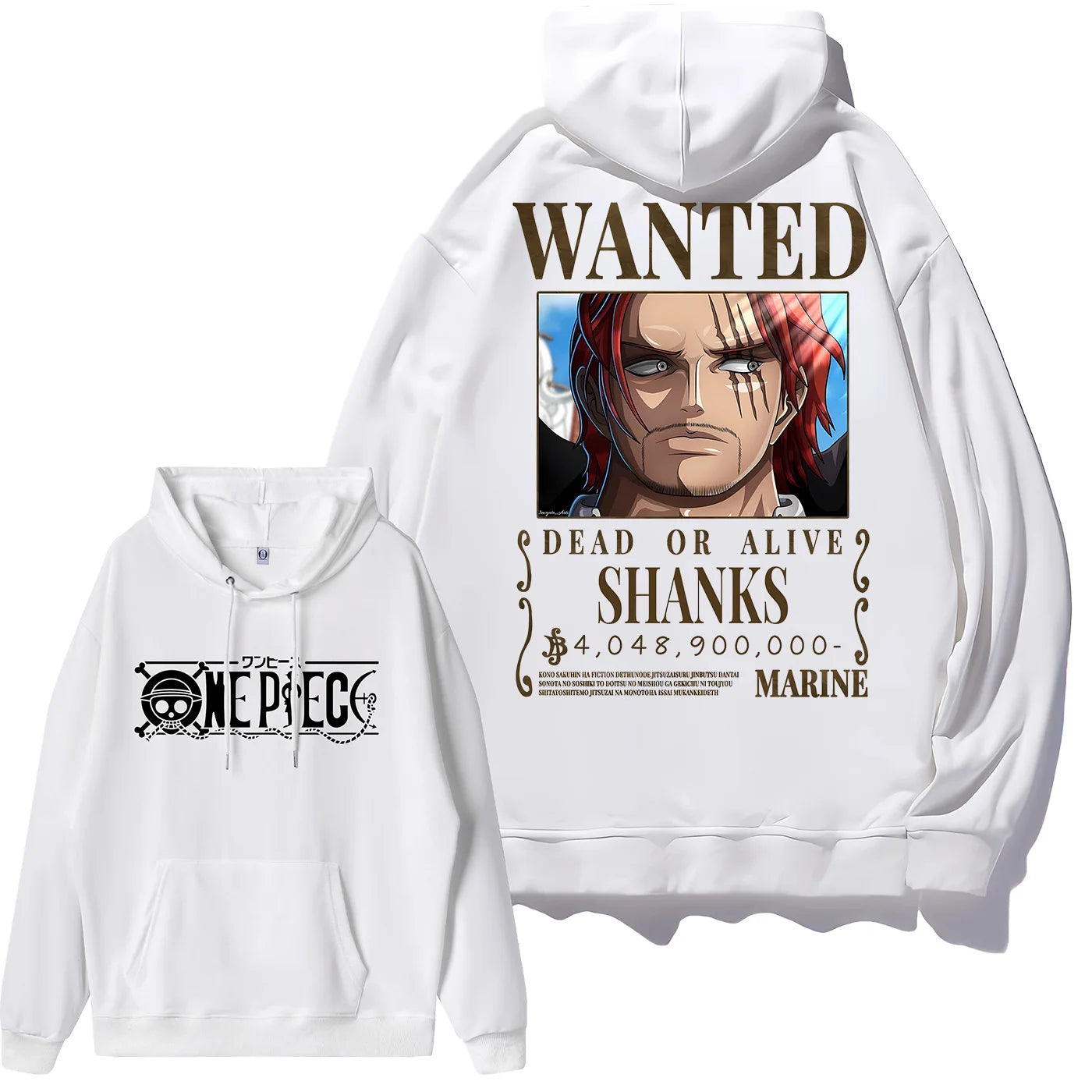 Luffy Zoro Shanks Nico Robin Bedruckter lockerer Kapuzenpullover Anime One Piece Bounty Wanted Order Lässige Mode Jungen Mädchen Sweatshirt
