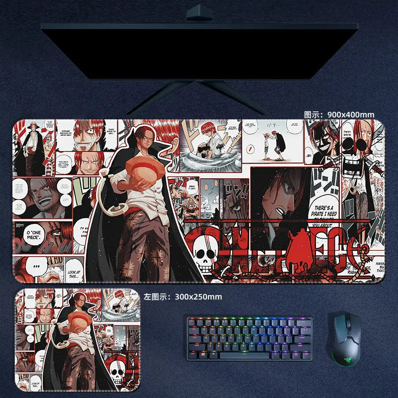 One Piece Mauspad Luffy Zoro Sanji Robin Nami Law Anime Manga PU Leder Mauspad Computer Tastatur Pad Zubehör Schreibtischunterlage