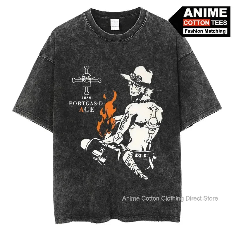Portgas·D· Ace T Shirt Anime ONE PIECE Graphic Print T-shirt Y2k Harajuku Fashion Unisex Streetwear Tops Cotton Vintage Tees - One Piece Merchandise - Free Shipping Buy Now