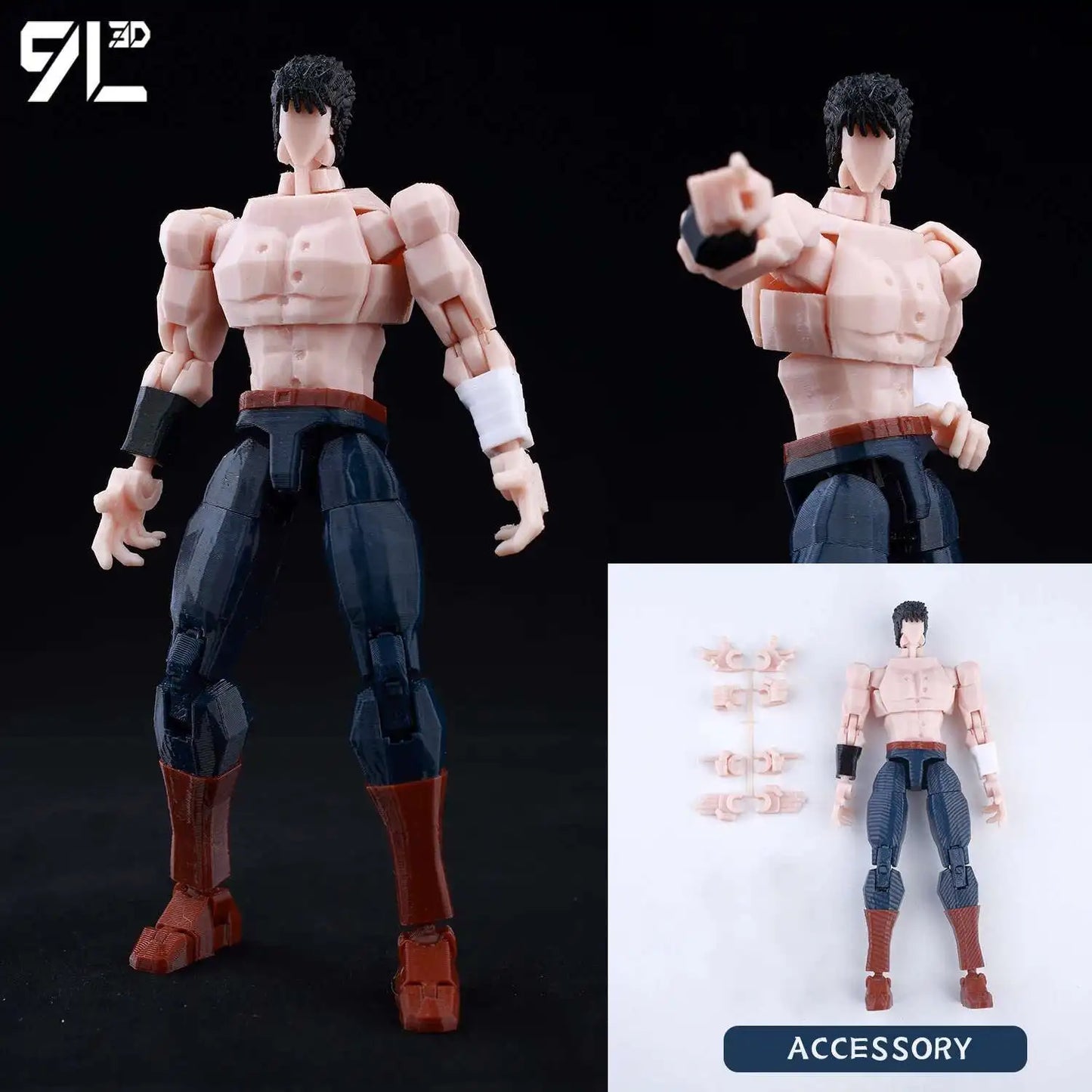 9L 3D-gedruckte Roronoa Zoro One Piece Lucky Dummy, 13 bewegliche Shapeshift-Actionfiguren, Schaufensterpuppen-Spielzeug für Anime-Liebhaber