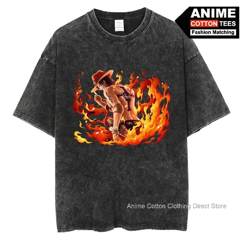 Portgas·D· Ace T Shirt Anime ONE PIECE Graphic Print T-shirt Y2k Harajuku Fashion Unisex Streetwear Tops Cotton Vintage Tees - One Piece Merchandise - Free Shipping Buy Now