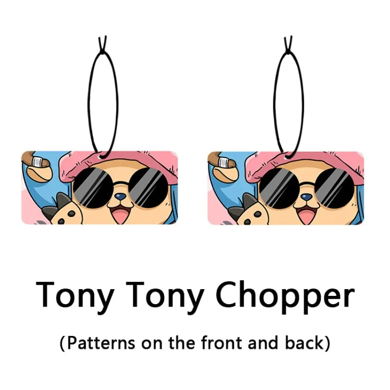Lot de 2 désodorisants pour rétroviseur de voiture One Piece Luffy Tony Chopper, pendentifs de parfum à suspendre, accessoires de décoration d'intérieur pour voiture