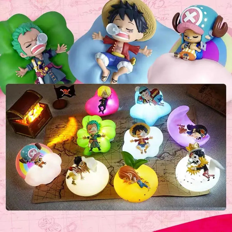 One Piece Luffy Zoro Nami Sanji Night Light Anime Figure Lamp Soft Light Bedroom Bedside LED Light Room Children Toys Gift